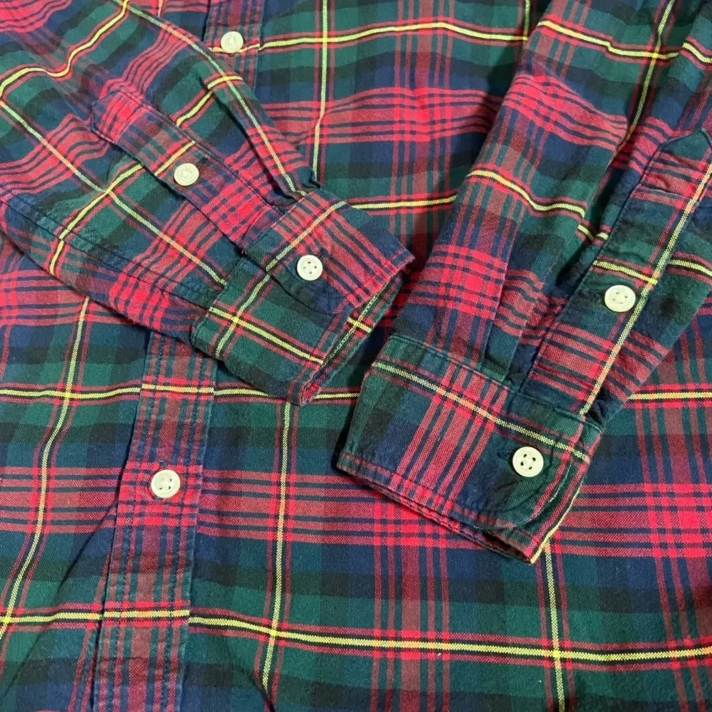 Ralph Lauren boys 10/12 youth M Plaid Shirt Red Green